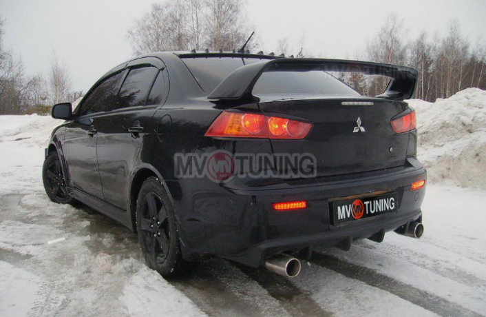 Накладка (юбка) заднего бампера "EVO" var №1 для Mitsubishi Lancer X (2007-2016) купить недорого с доставкой в Омск