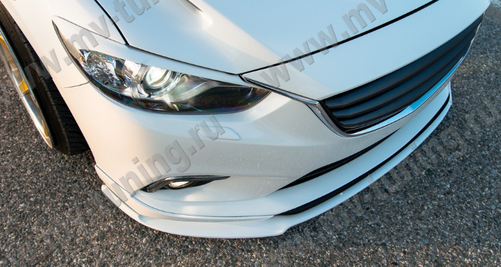Сплиттер переднего бампера под клыки №2 "Lite Style" для Mazda 6 (2013-н.в.) купить недорого с доставкой в Омск