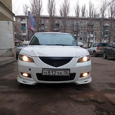 Накладки (клыки) на передний бампер Mazda 3 седан (2003-2009) глянец купить недорого с доставкой в Омск