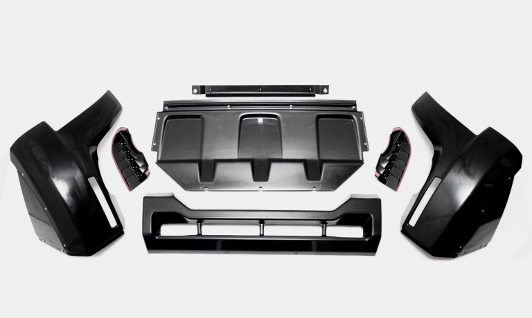 Накладка (юбка) переднего бампера "Broomer Design" (Без ДХЛ) для Mitsubishi Pajero IV (2006-2015) купить недорого с доставкой в Омск
