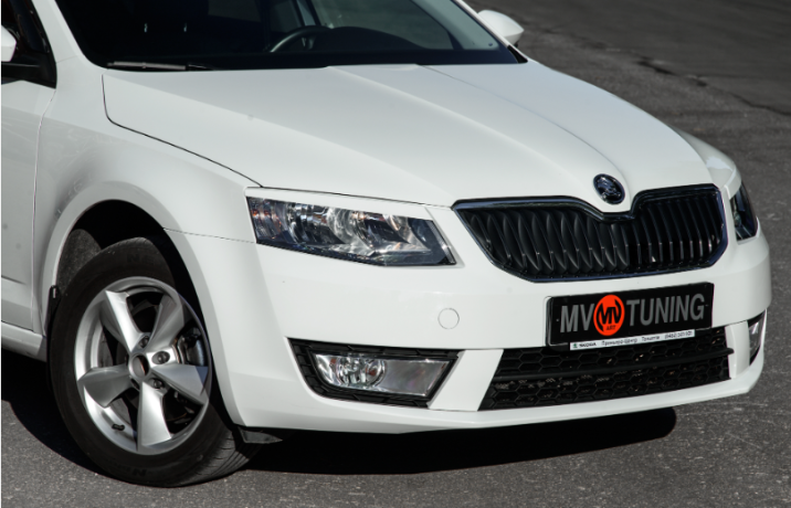 Вставки переднего бампера в стиле "RS" для Skoda Octavia III A7 (2013-2016) купить недорого с доставкой в Омск