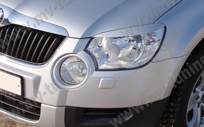 Накладки на фары (реснички) для Skoda Yeti (2009-2012) купить недорого с доставкой в Омск