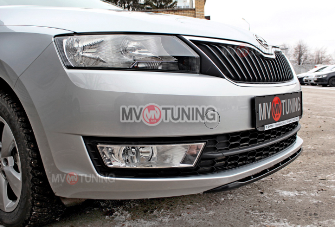 Спойлер переднего бампера (под покраску) для Skoda Rapid (2012-н.в.) купить недорого с доставкой в Омск